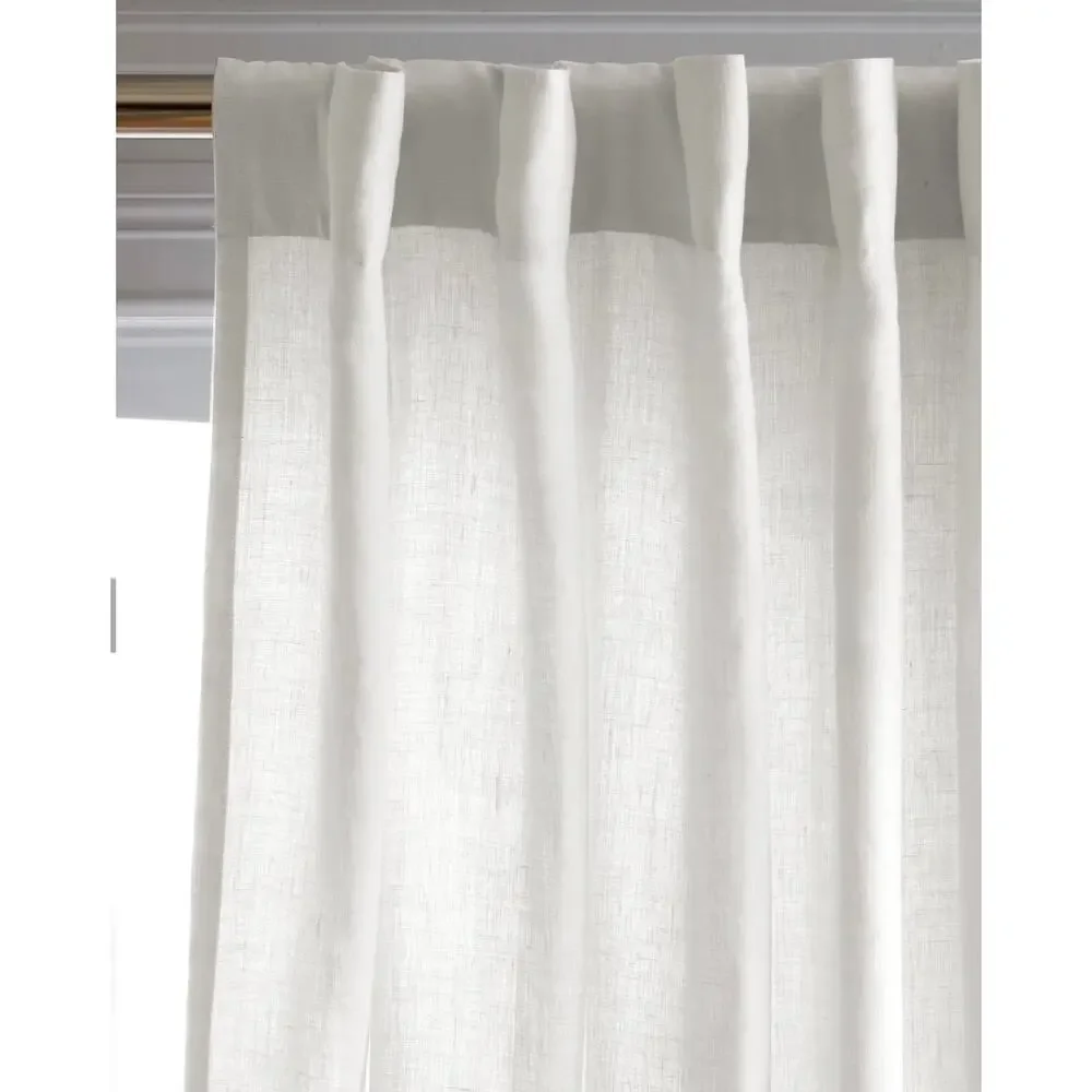 Quince European Linen Curtain  White Single Panel 96 X 120 in NWT
